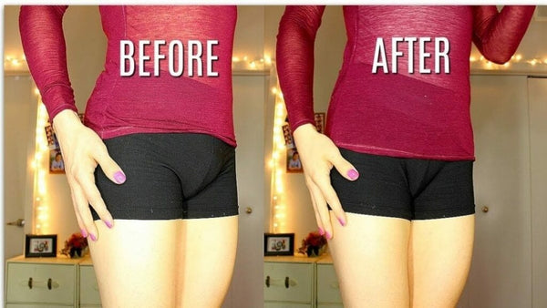 before and after showing tucking process
