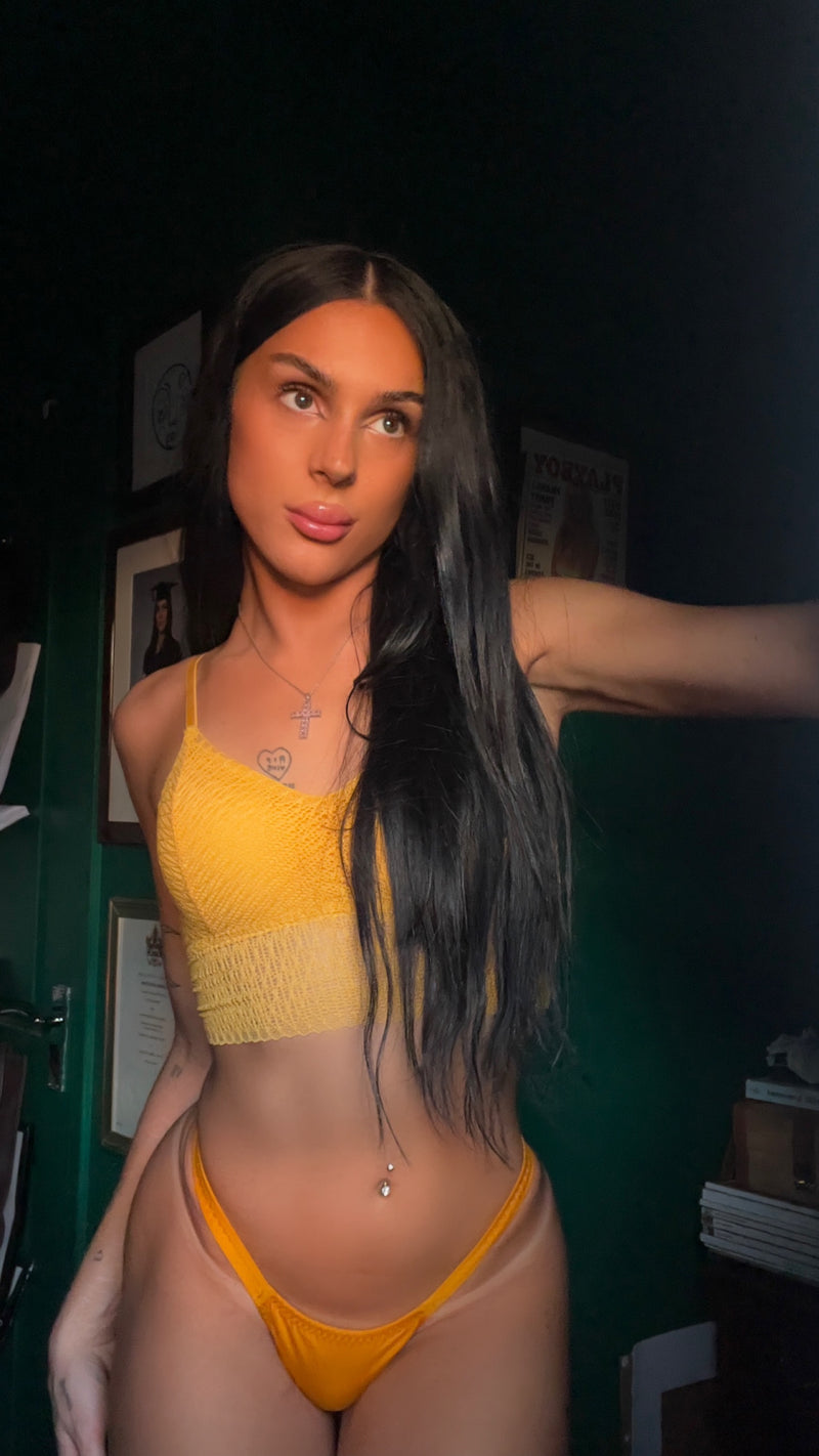 High Waist Gaff + Bra Bundle – Yellow