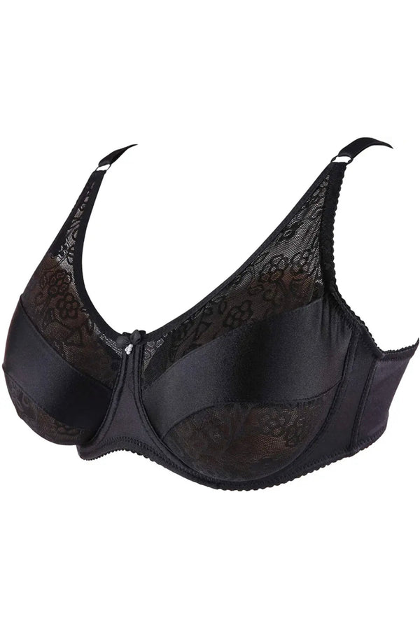 Satin Lace Bra – Black