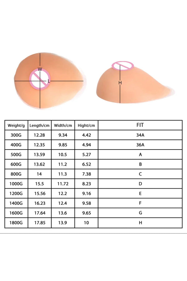 600g Breast Forms – White Skin