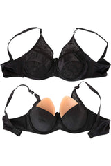 Satin Lace Bra – Black