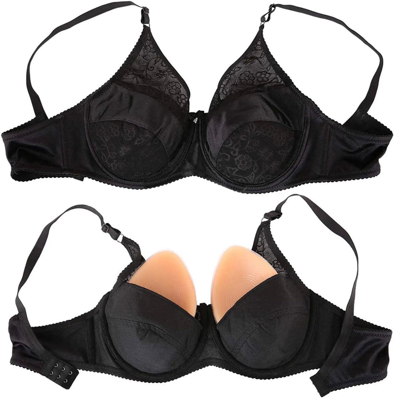Satin Lace Bra – Black