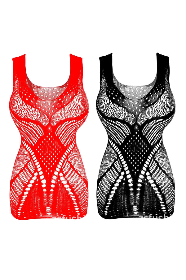 Mesh Doll Party Wear | Trans Clubwear – Red & Black