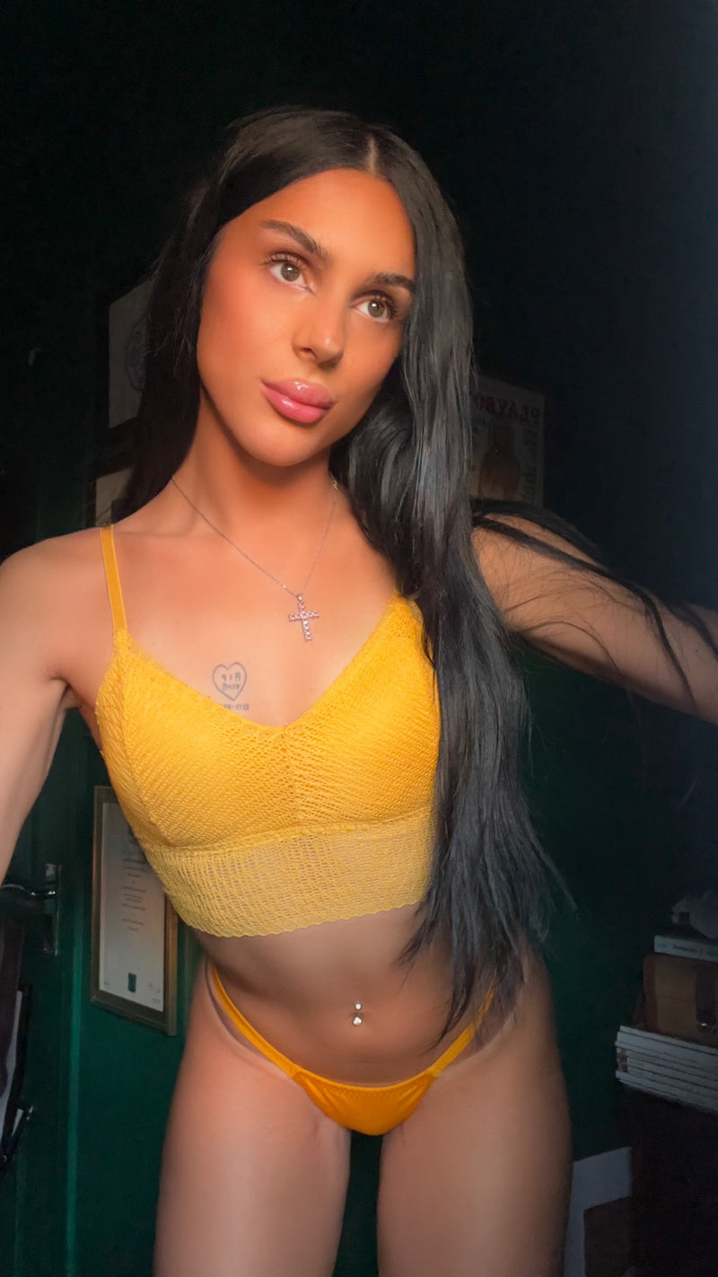 High Waist Gaff + Bra Bundle – Yellow