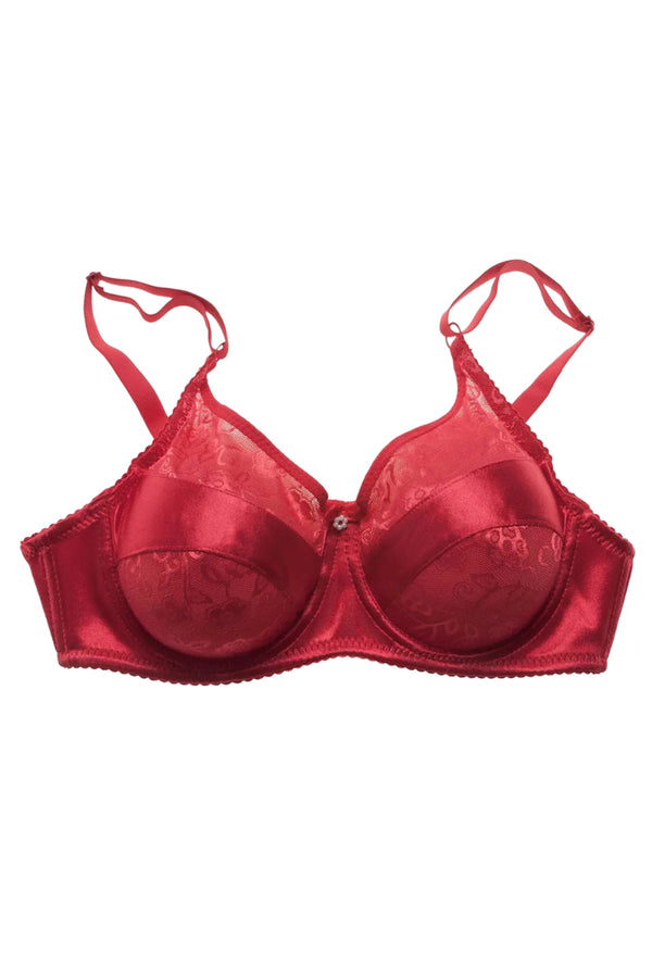 Satin Lace Bra – Red