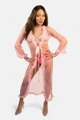 Feather Robe | Transgender Lingerie Robe – Pink