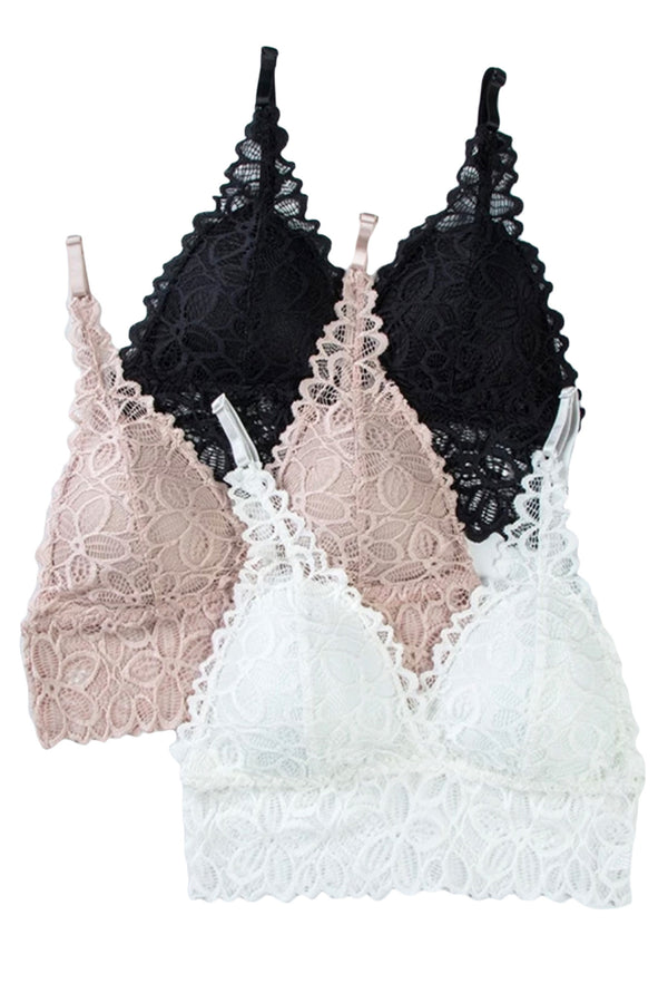 Lace Bralette Top - 3 Pairs Bundle