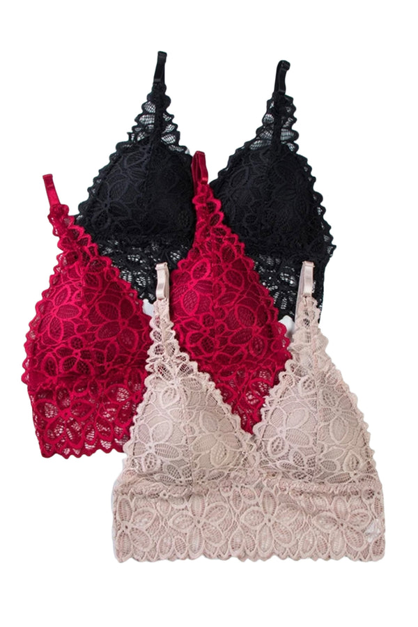 Lace Bralettes - 3 Pairs Bundle